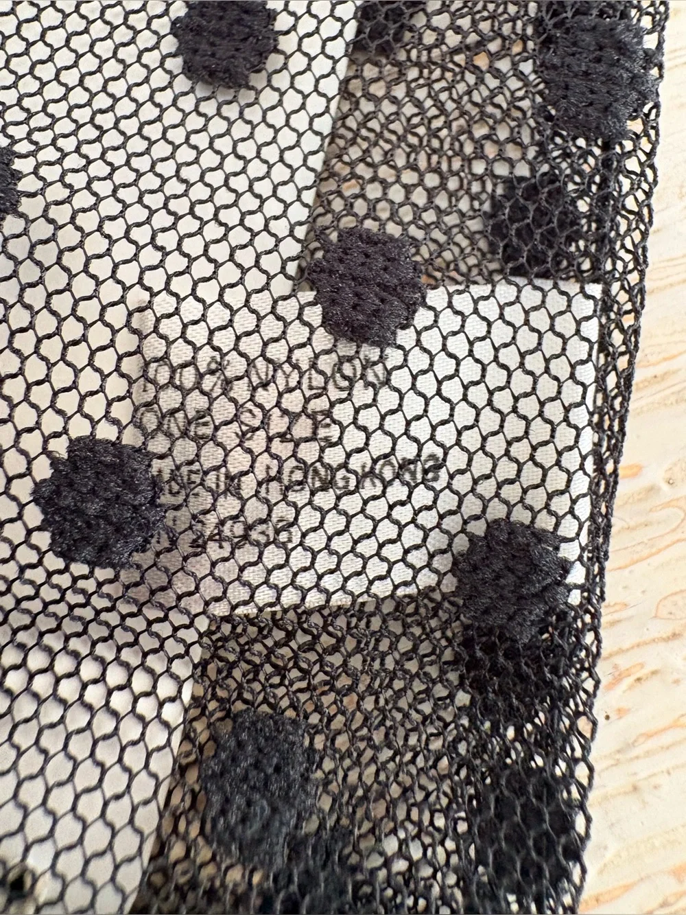 VTG NWT Cardinal Glove Co. Black Nylon Mesh Polka Dot Gloves